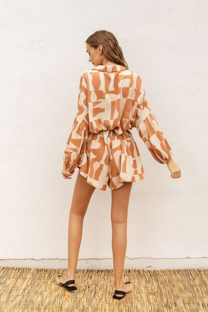Sun Drenched Balloon Sleeve Romper