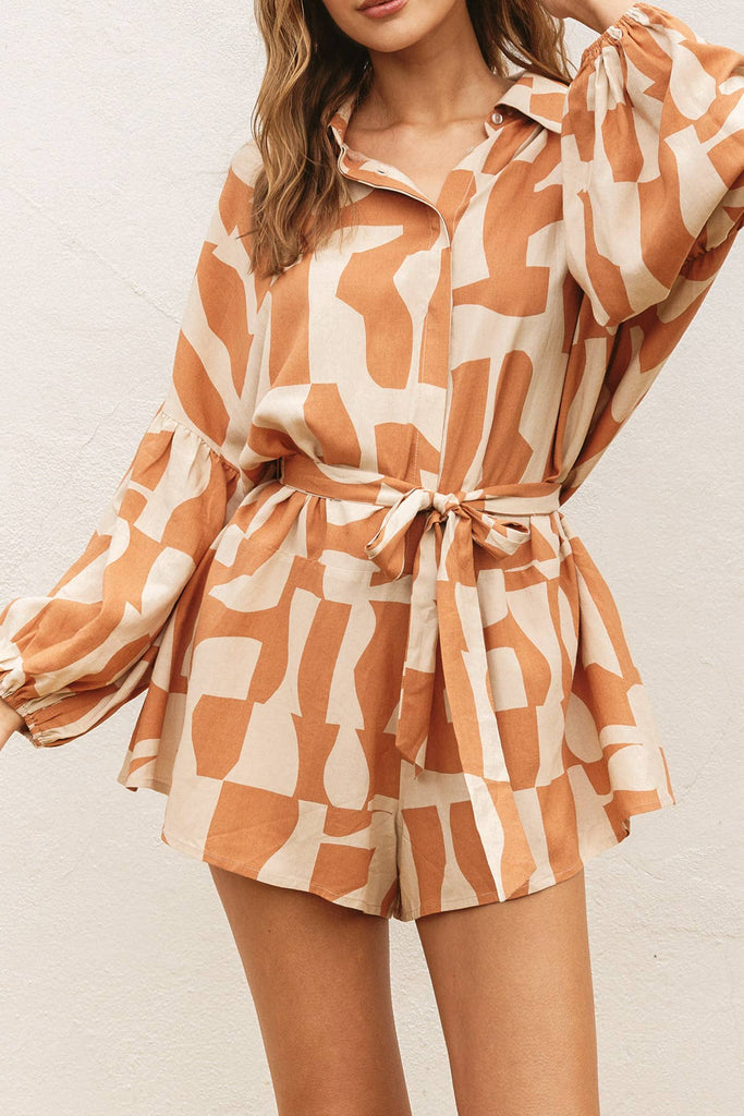 Sun Drenched Balloon Sleeve Romper