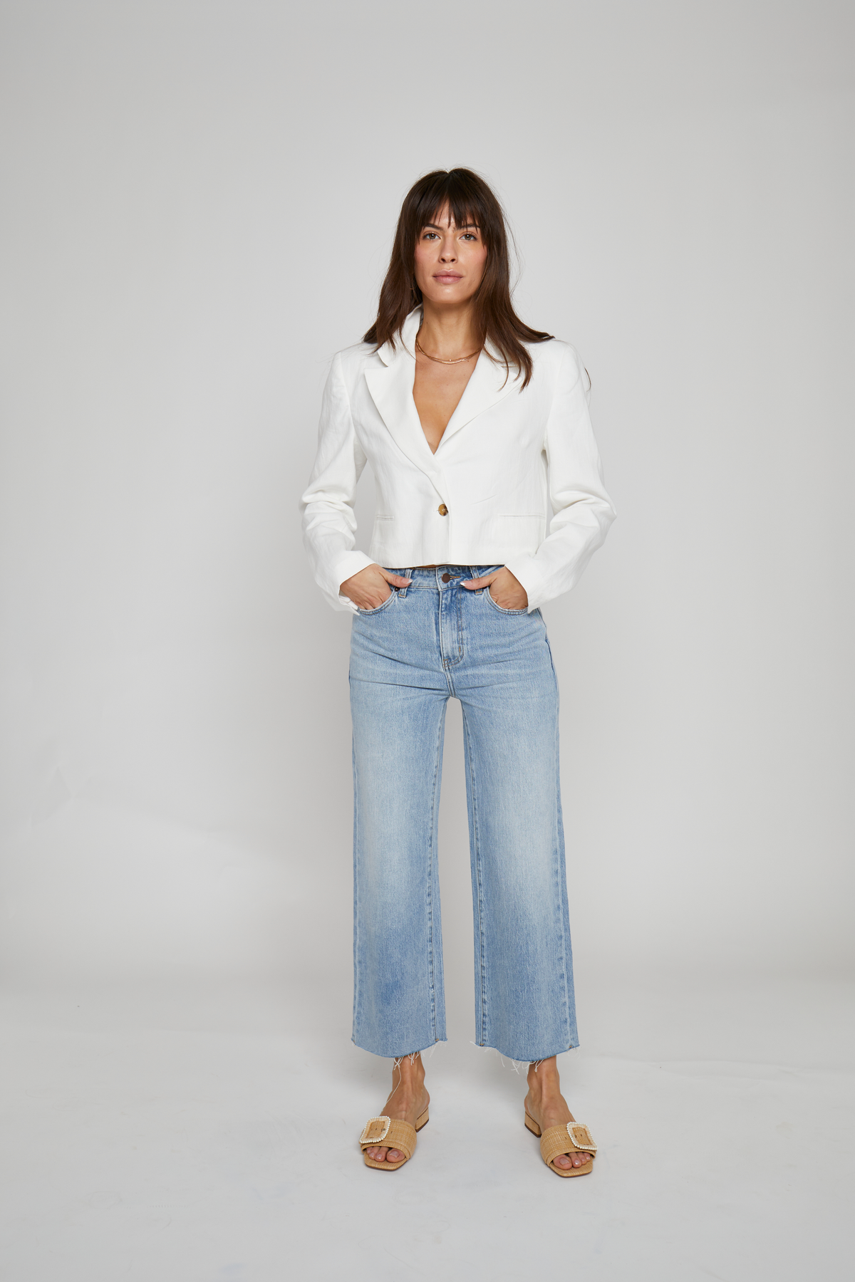 【THEAIRTOWN】Check Wide Denim Pants ★ Women's Wide Leg Denim Jeans - High Rise, Low Rise Styles