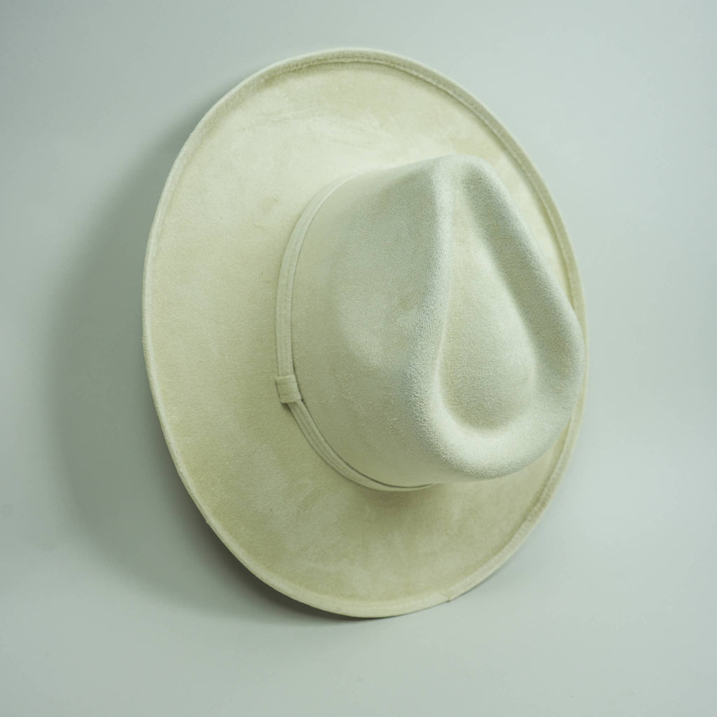 Pencil Brim Vegan Suede Rancher Hat in Ivory