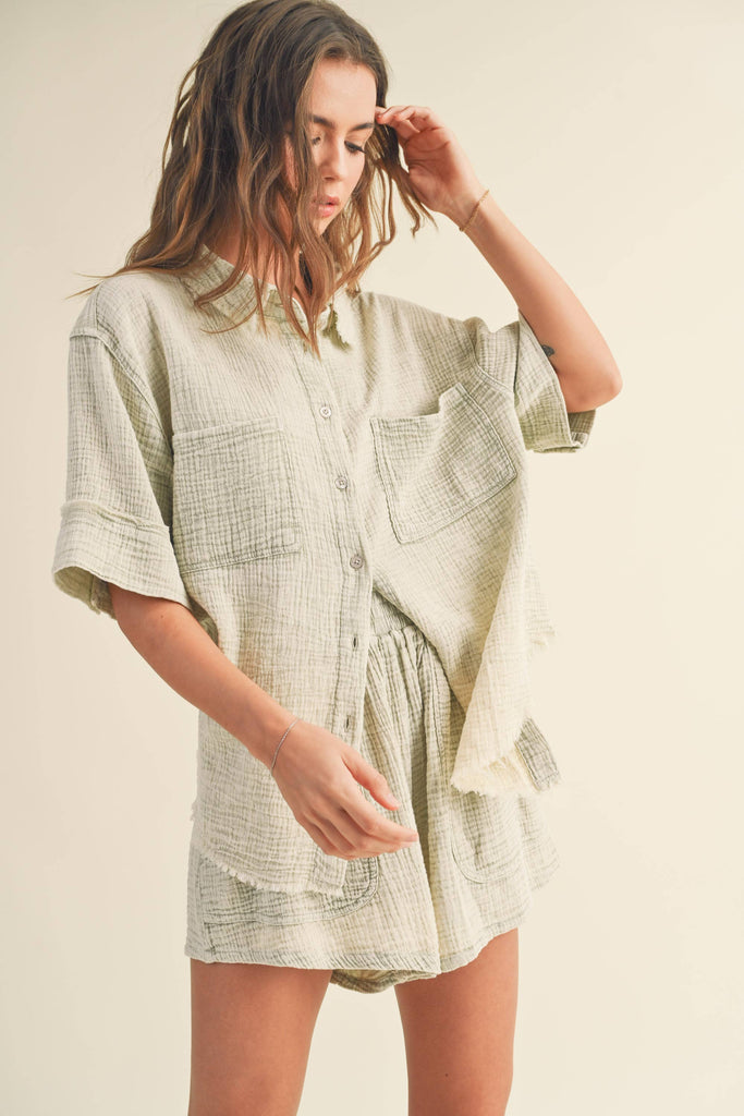 Delia Double Gauze Button Down Shirt