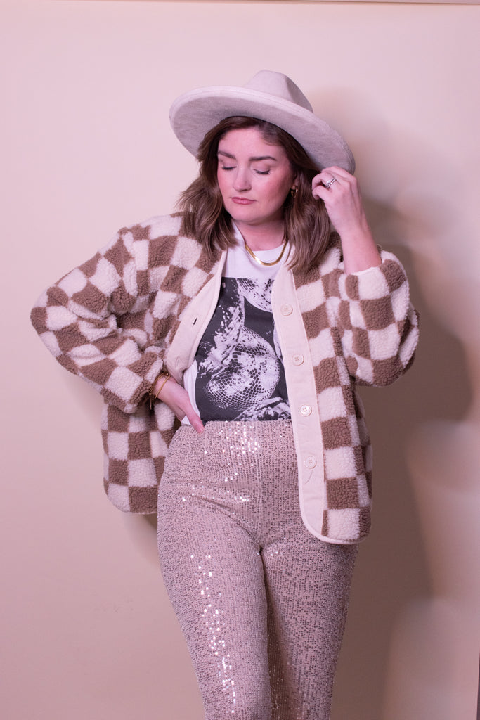 Shimmer Sequin Wide Leg Pants