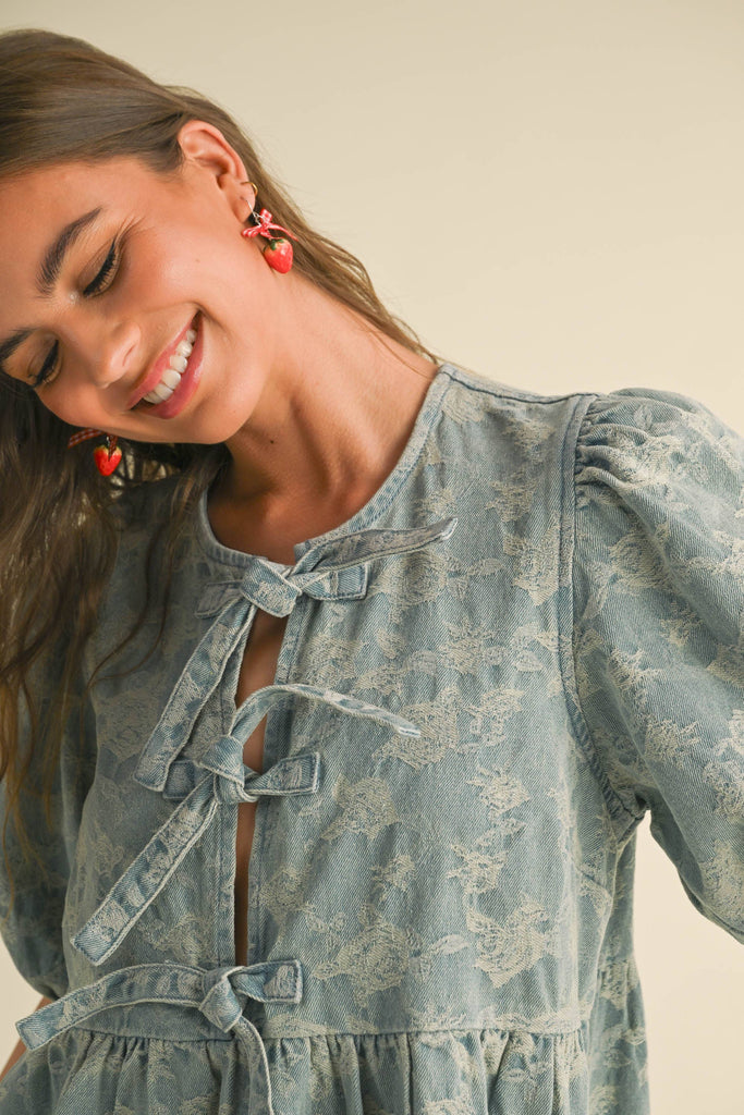 Jackie Bow Front Denim Dress