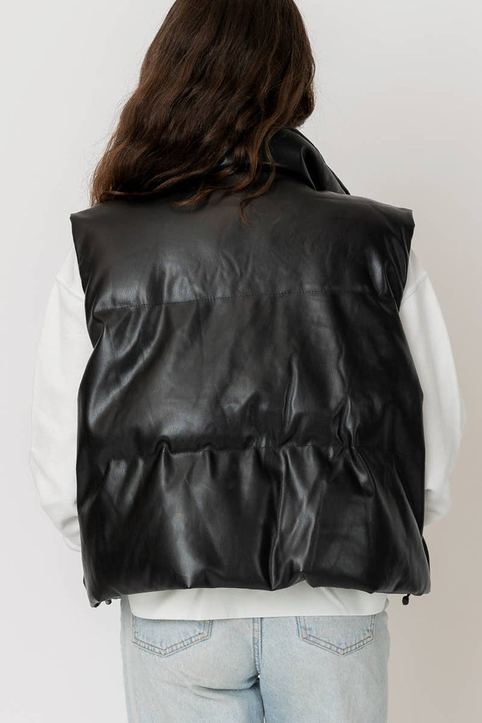 Vail Faux Leather Puffer Vest