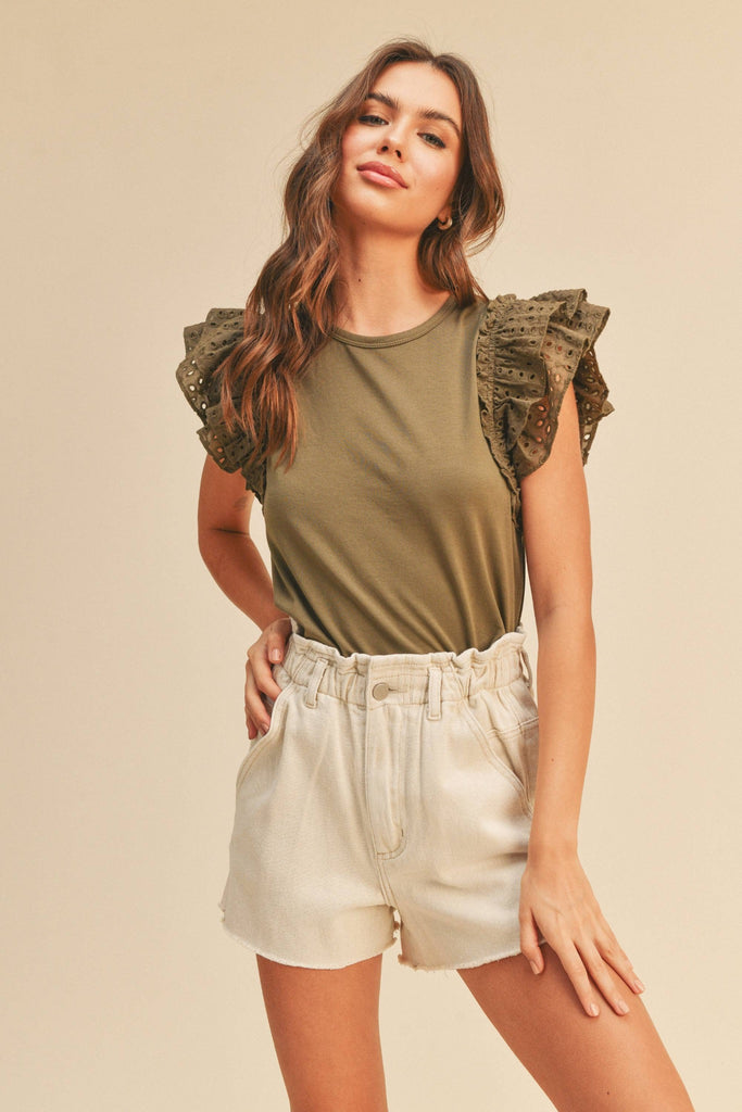 Eloise Eyelet Ruffle Top