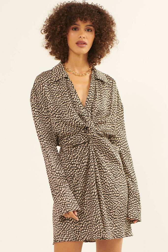 Olivia Satin Twist-Front Mini Dress